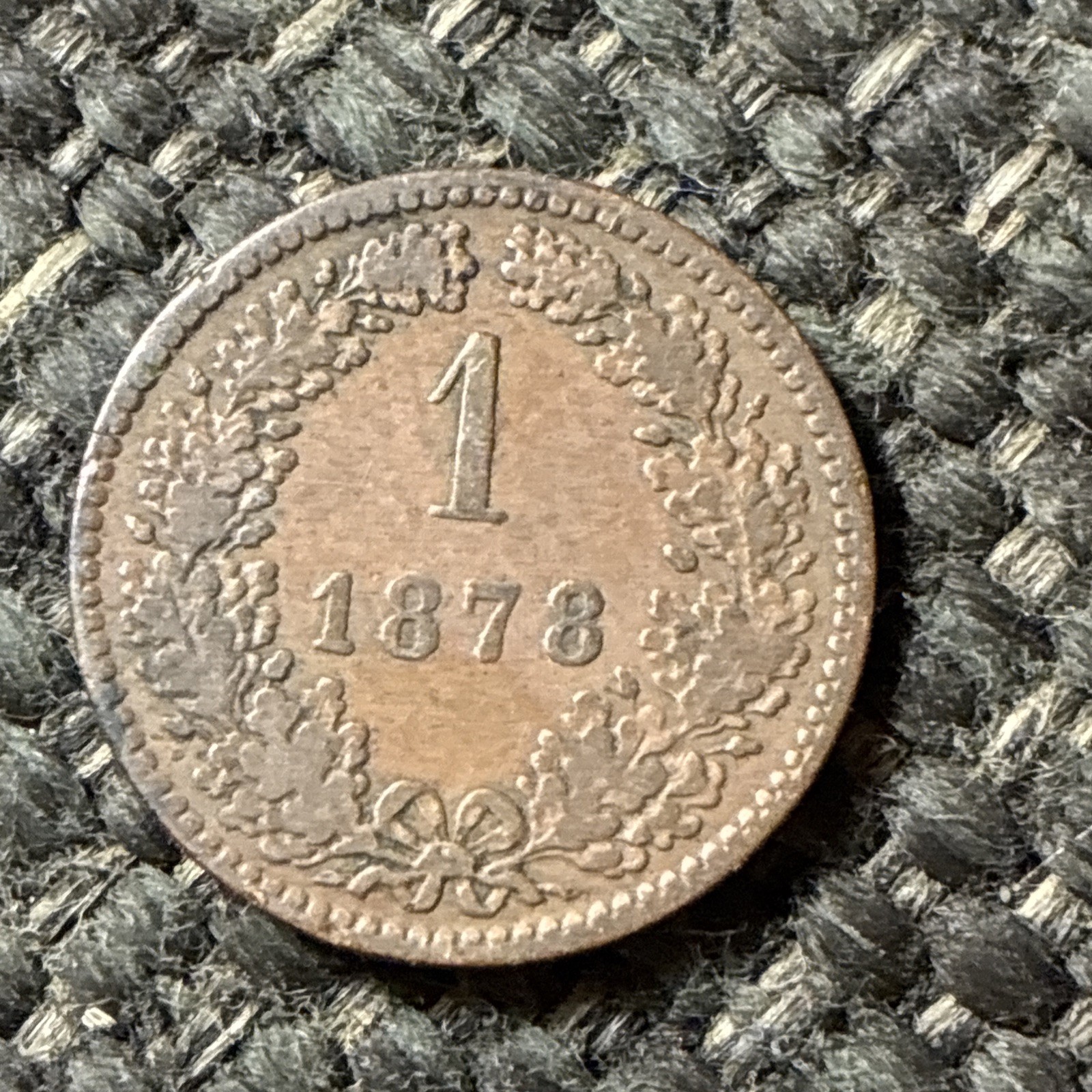 1878 Austria 1 Kreuzer Coin (CT)