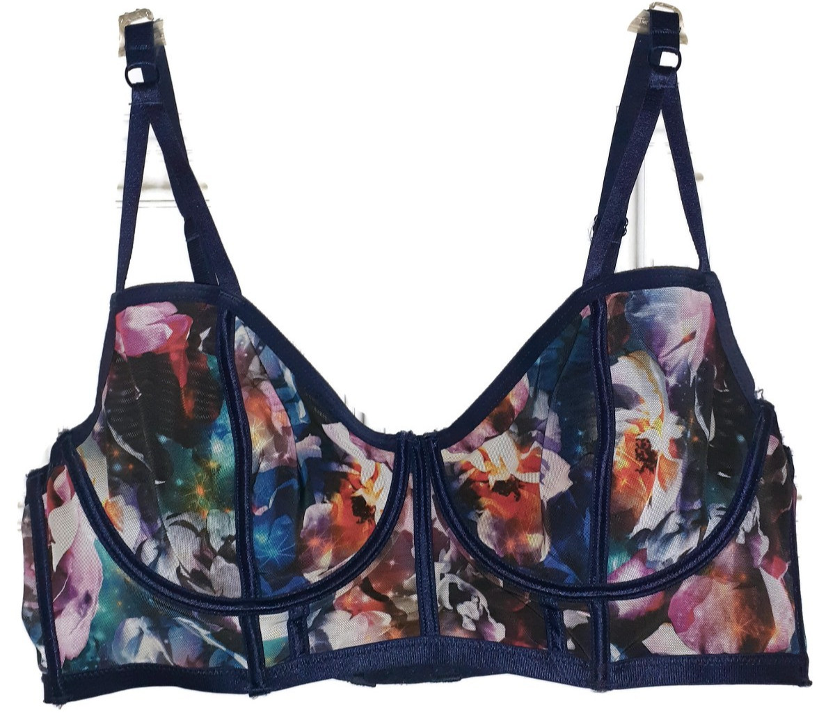 TORRID Plus Size 1 1X Bra Blue Floral Strappy Underwire Longline TORRID Plus Size 1 1X Bra Blue Floral Strappy Underwire Longline