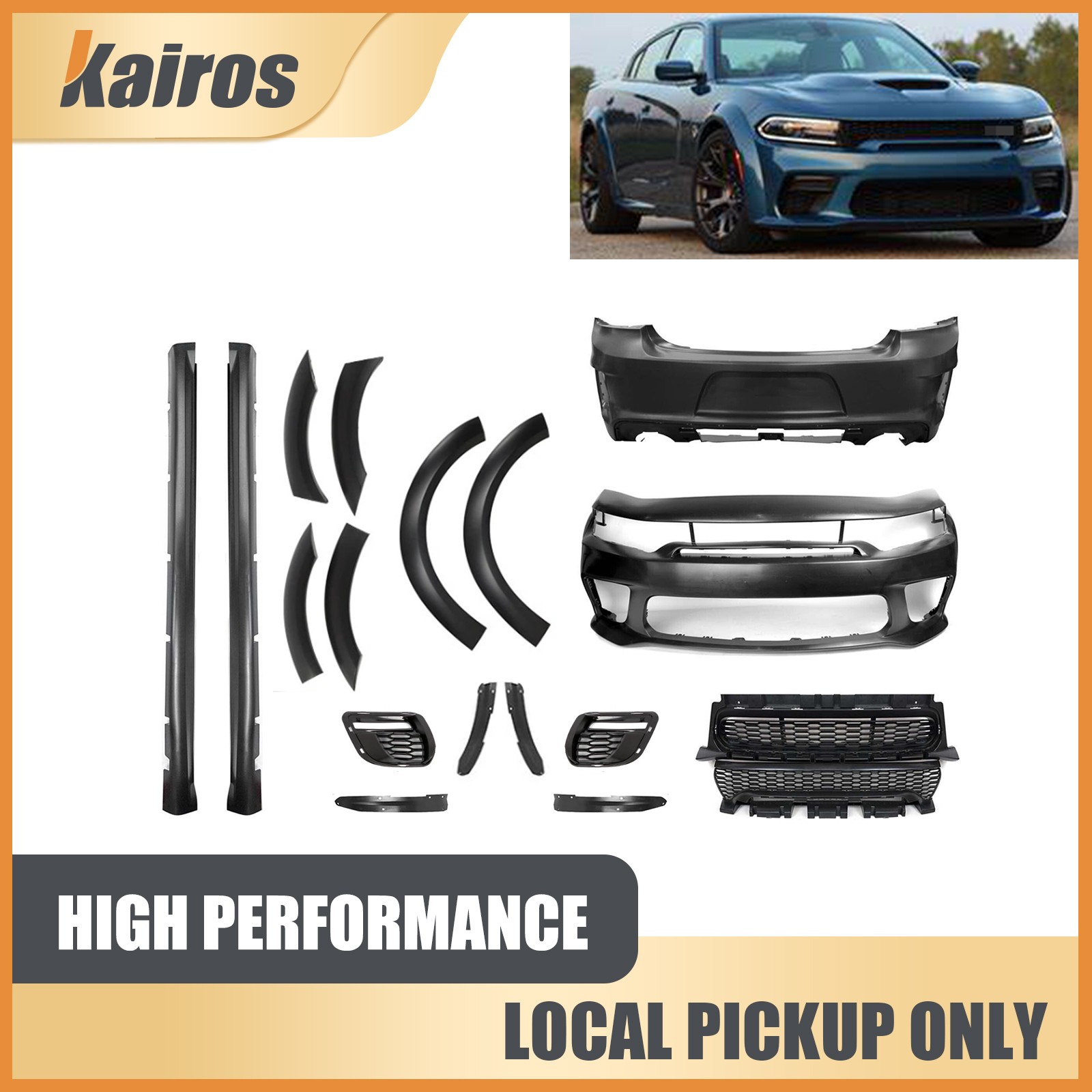 Fits 2015-2023 Dodge Charger New Complete Front & Rear Bumper Cover Widebody Set