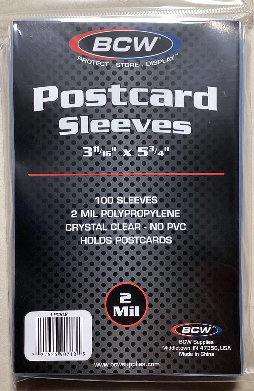 1 Pack of 100 BCW Standard Size Postcard Sleeves 1 Pack of 100 BCW Standard Size Postcard Sleeves