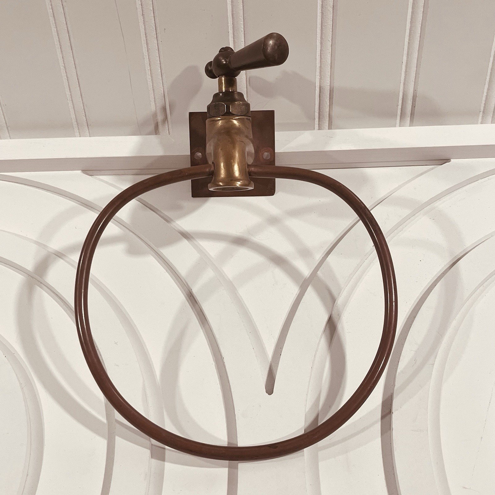 Copper & Brass Faucet Spigot Towel Ring Wall Mount Vtg Rustic Farmhouse Decor Copper & Brass Faucet Spigot Towel Ring Wall Mount Vtg Rustic Farmhouse Decor