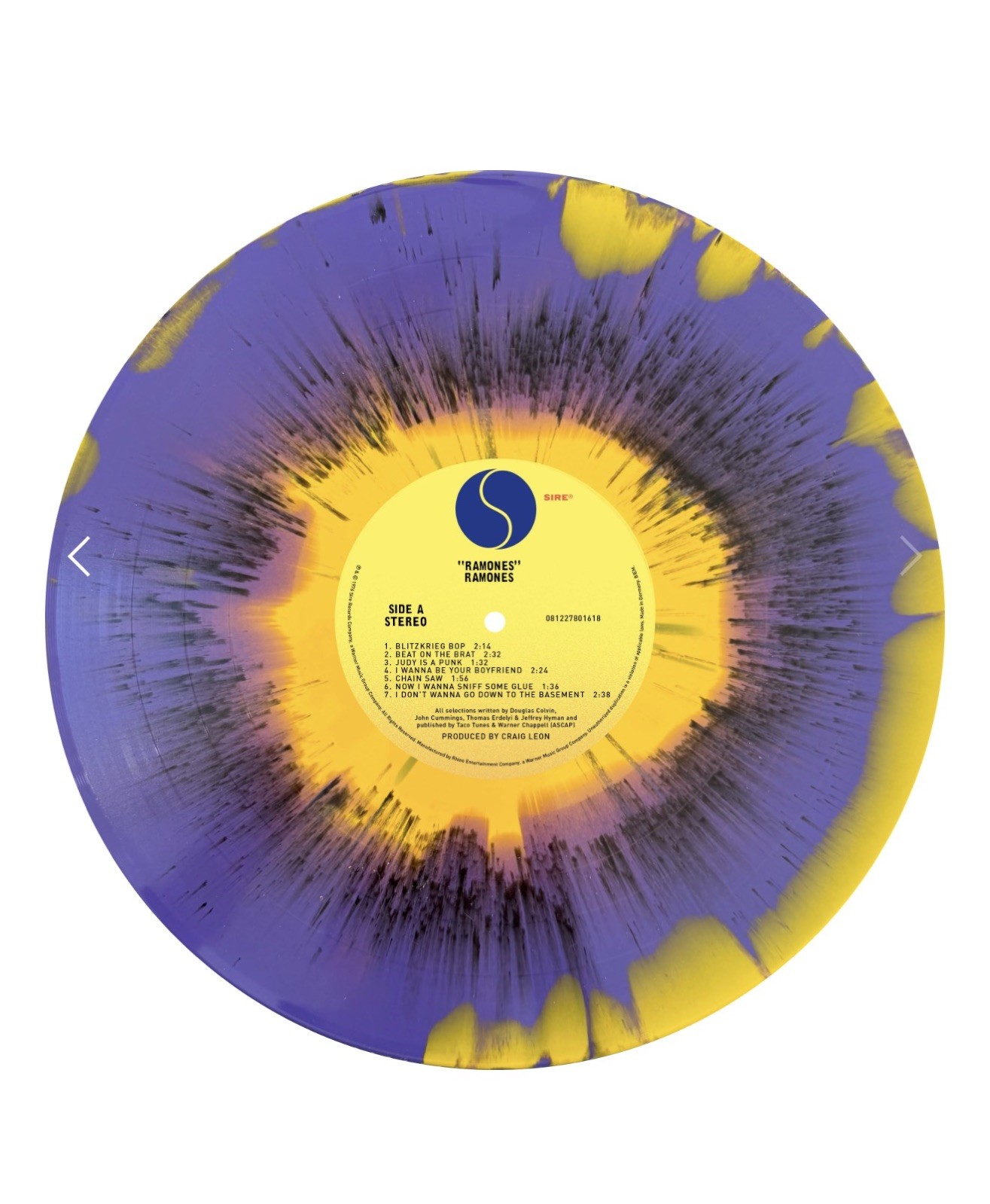 RAMONES LP self titled RAMONES In Purple and yellow spatter Ltd 2000 Pre Release