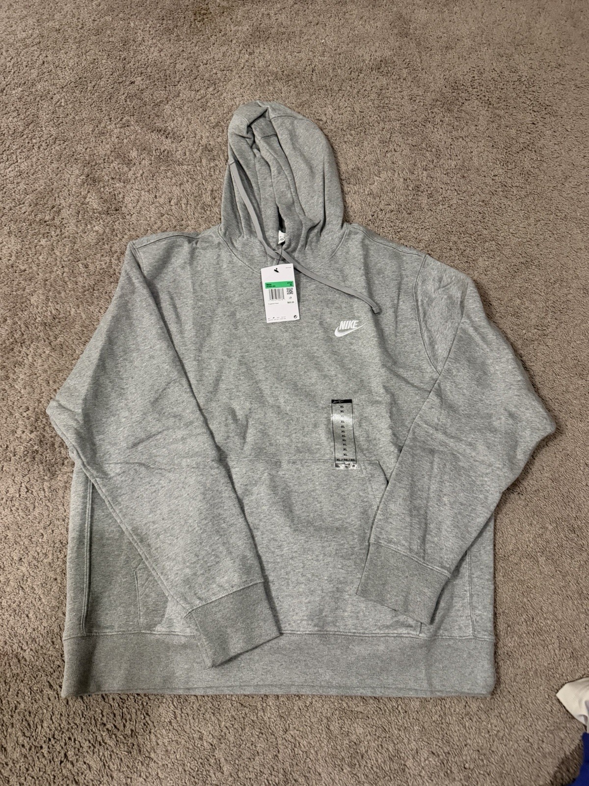 Nike Sportswear Club Fleece Men’s Club Grey Pullover Hoodie BV2654-063 SZ XL 