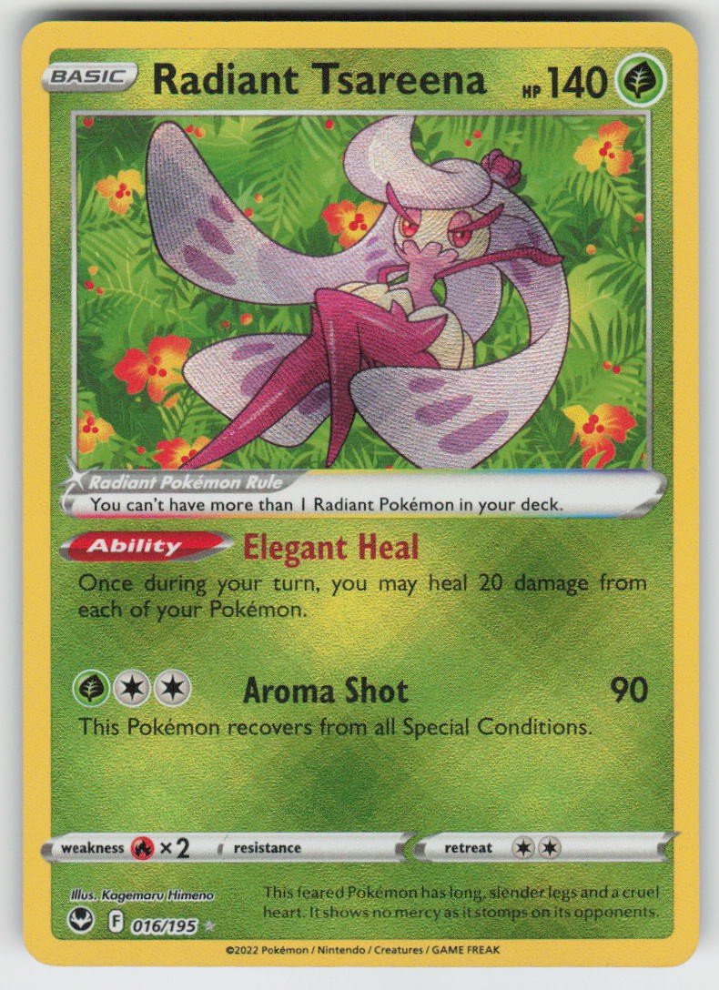 Radiant Tsareena 016/195 Radiant Rare Silver Tempest Pokemon Holo Near Mint
