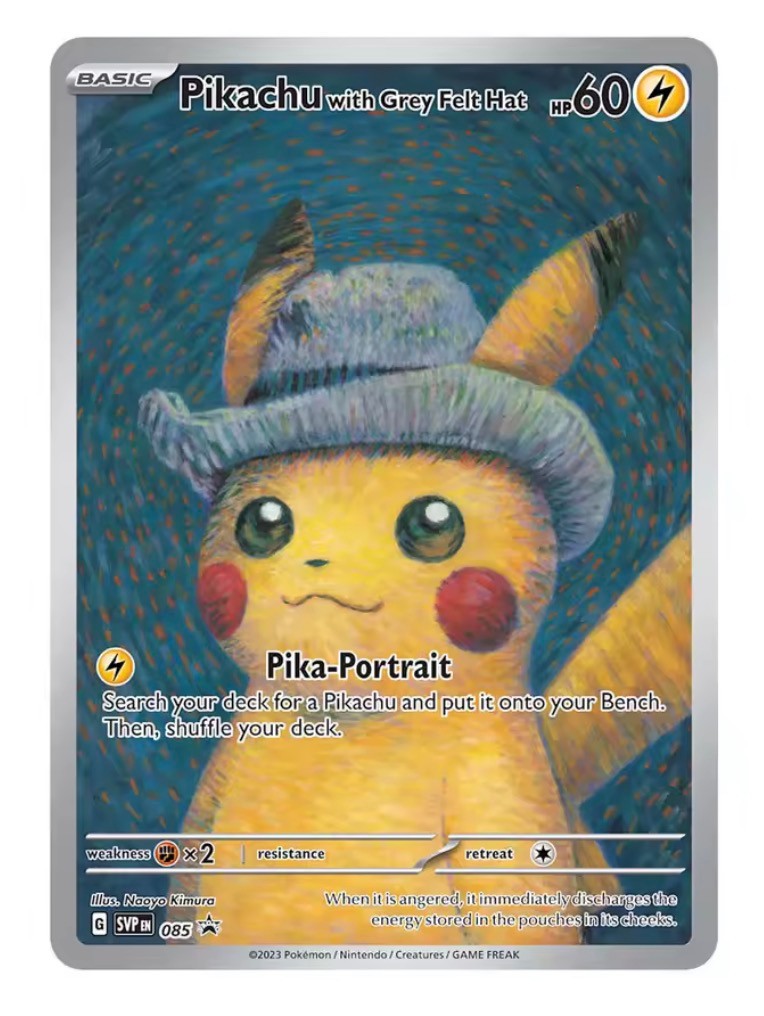 Pikachu Vincent van Gogh Self-Portrait with Grey Felt Hat Pokémon Art 085  Card
