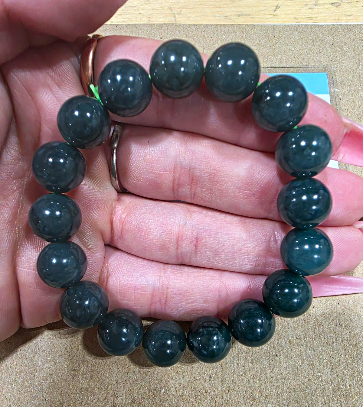 Type A Blue Water Jadeite Jade Beaded Bracelet w/ Certificate Of Authenticity Type A Blue Water Jadeite Jade Beaded Bracelet w/ Certificate Of Authenticity