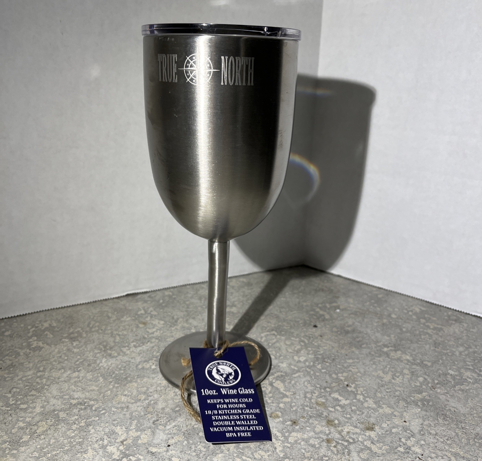 True North Insulated Wine Glass Cup w/Lid  10oz Stainless Steel QUALITY(369)