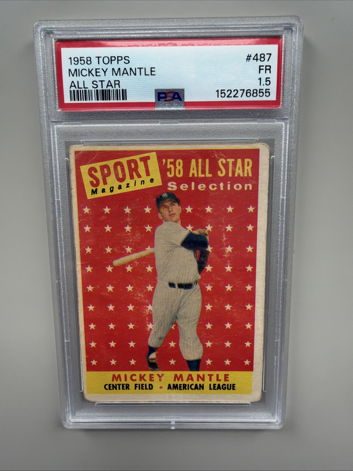 1958 Topps - Sport Magazine '58 All Star Selection Mickey Mantle #487 1958 Topps - Sport Magazine '58 All Star Selection Mickey Mantle #487