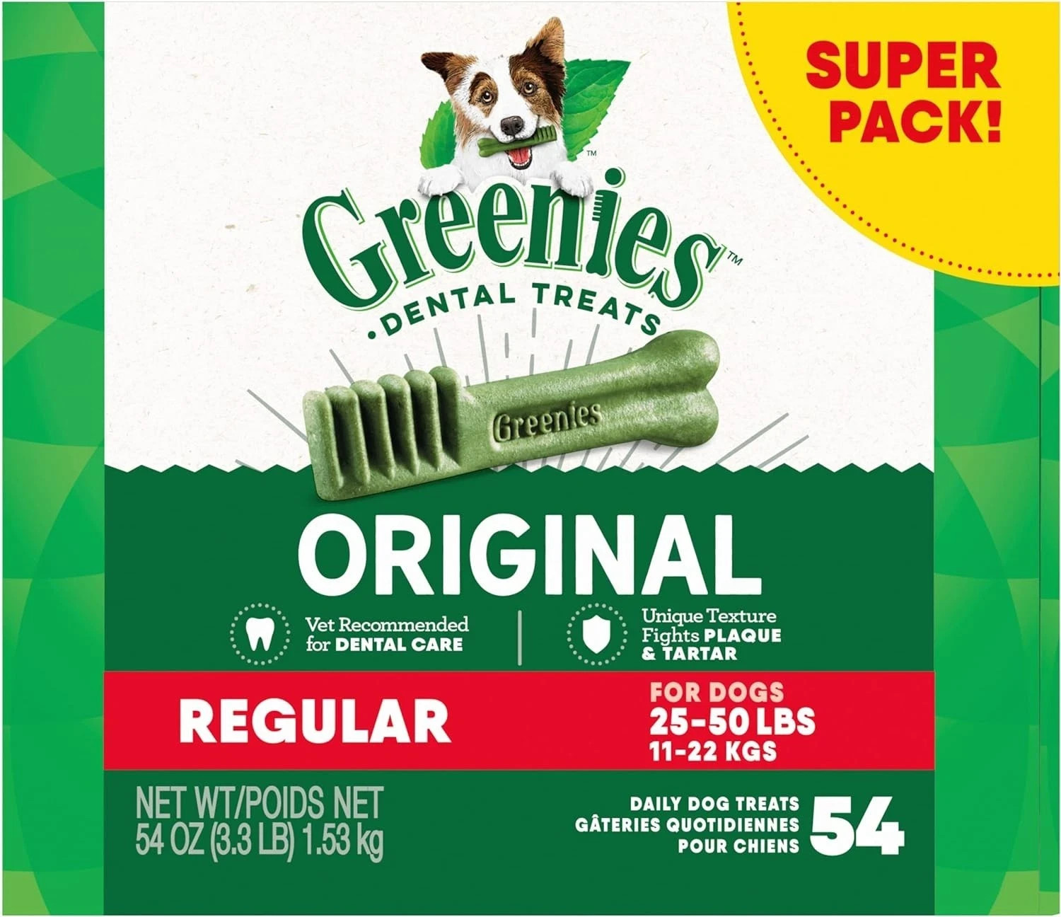 Greenies Original Dental Chews Regular - 54 Treats 