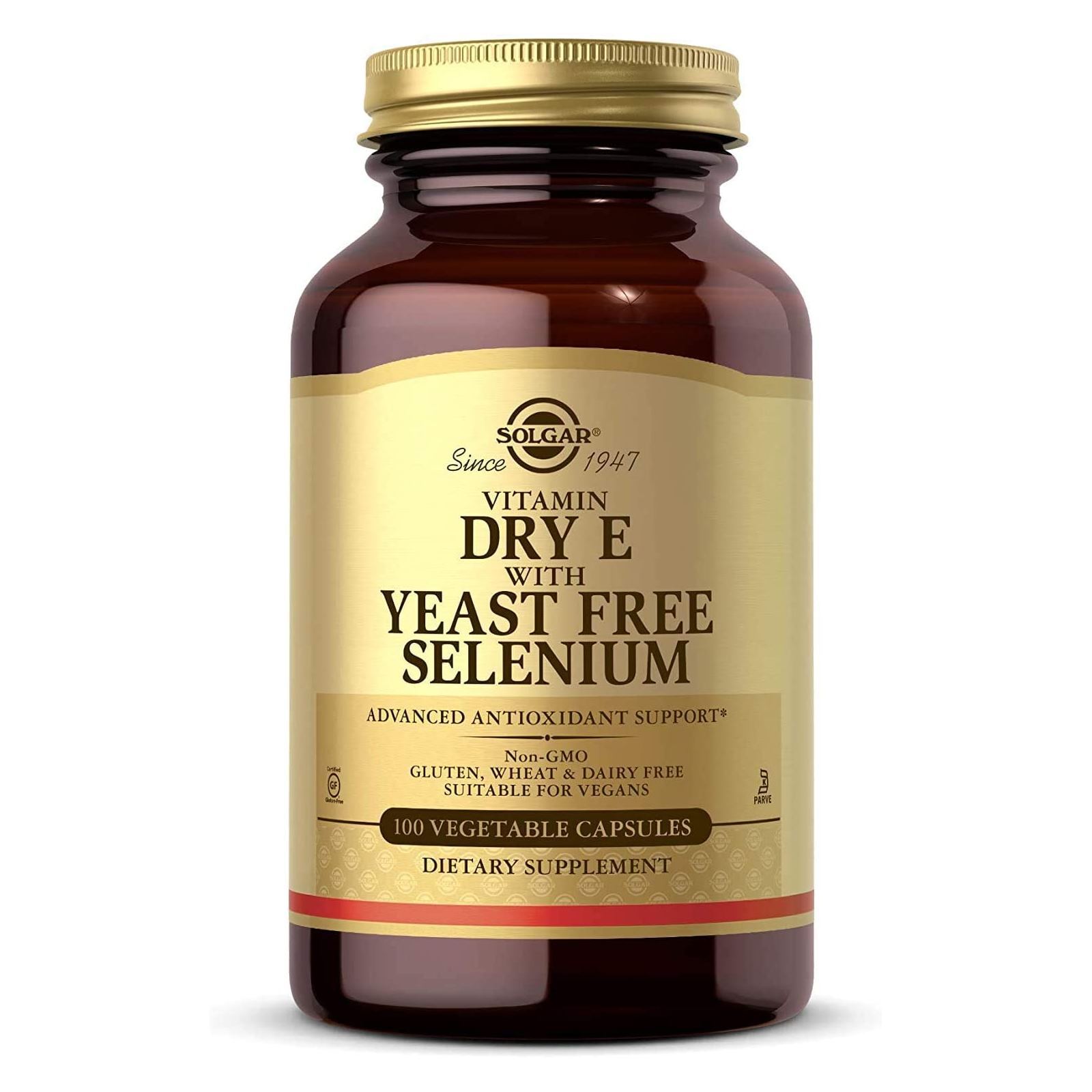 Solgar Dry Vitamin E with Yeast-Free Selenium 100 Vegetable Capsules Solgar Dry Vitamin E with Yeast-Free Selenium 100 Vegetable Capsules