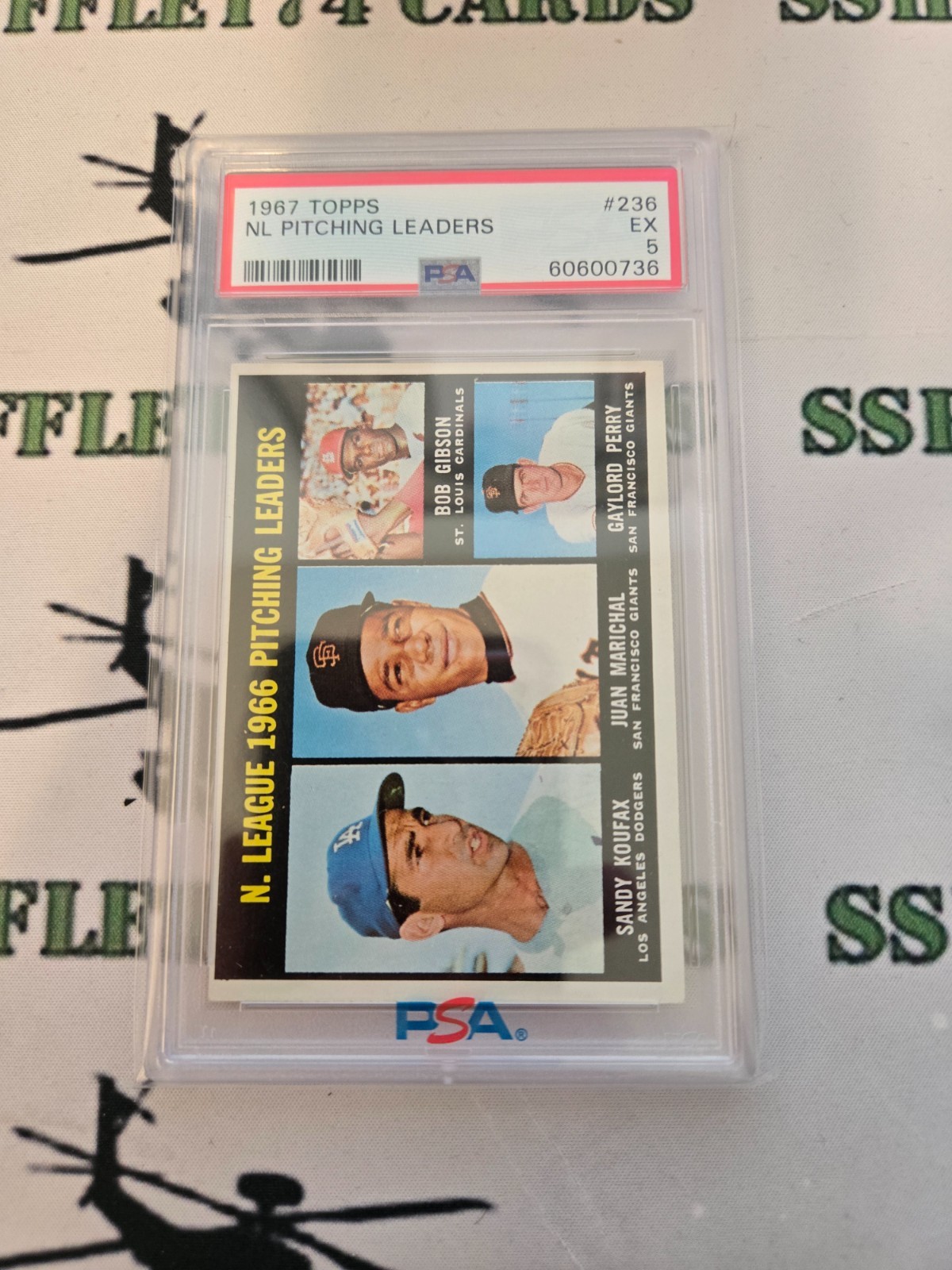 1967 Topps Sandy Koufax #236 NL Pitching Leaders PSA 5