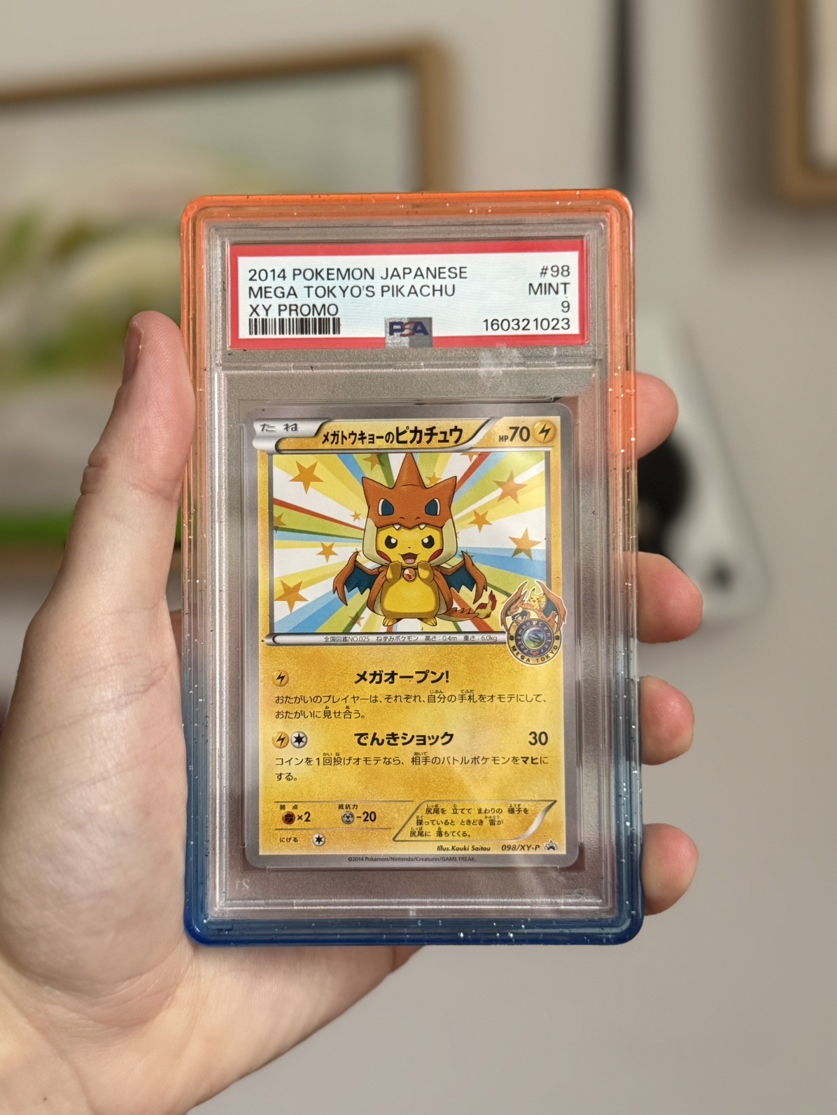 PSA 9 Mega Tokyo\'s Pikachu 098/XY-P Charizard Poncho Promo Pokemon 2014 Japanese
