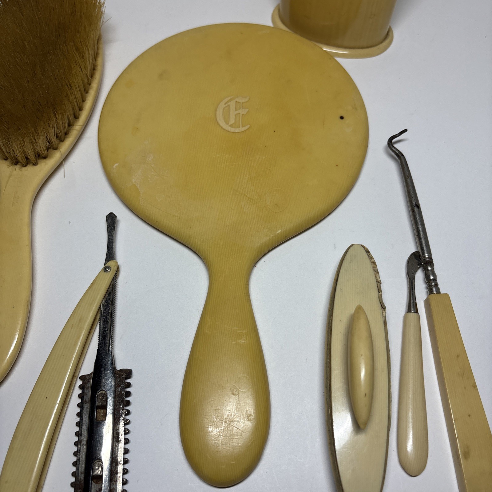 Vintage 7 Piece Celluloid Vanity Pieces Vintage 7 Piece Celluloid Vanity Pieces