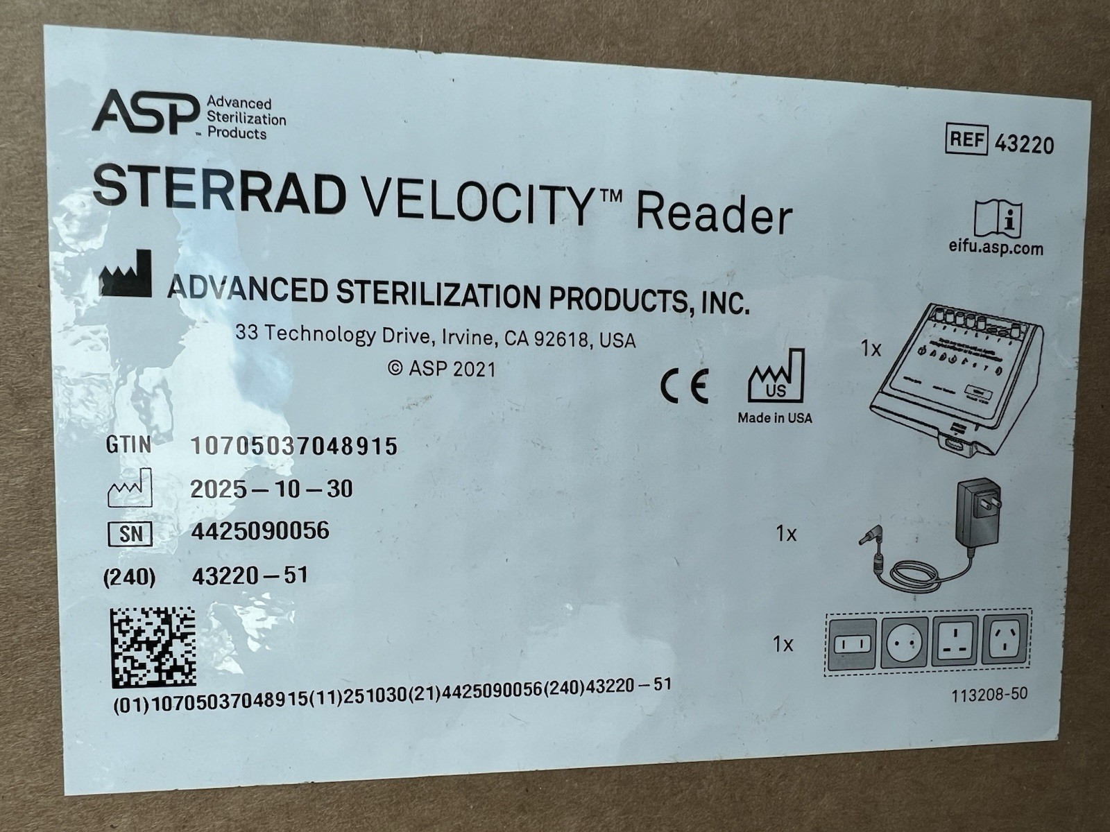 **MEGA CLEARANCE** ASP Sterrad Velocity Reader 43220 Brand New Cords 