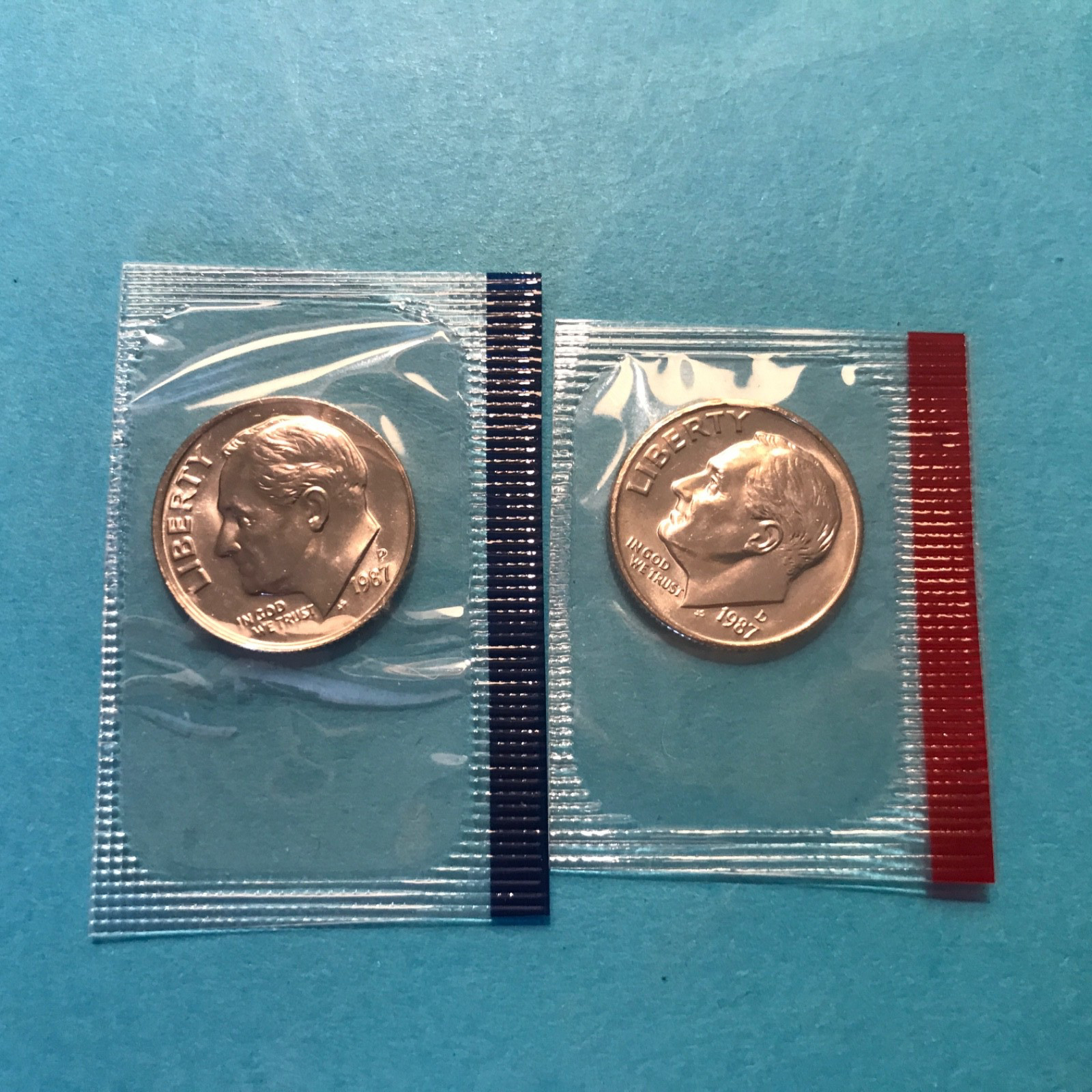 1987 P&D Roosevelt Dime US Mint Cello Unc 1987 P&D Roosevelt Dime US Mint Cello Unc