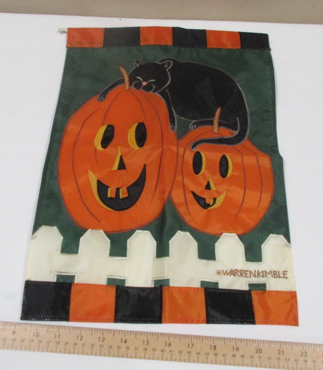 Warren Kimble Nylon Halloween Outdoor Flag Pumpkin/Cat Motif 18\