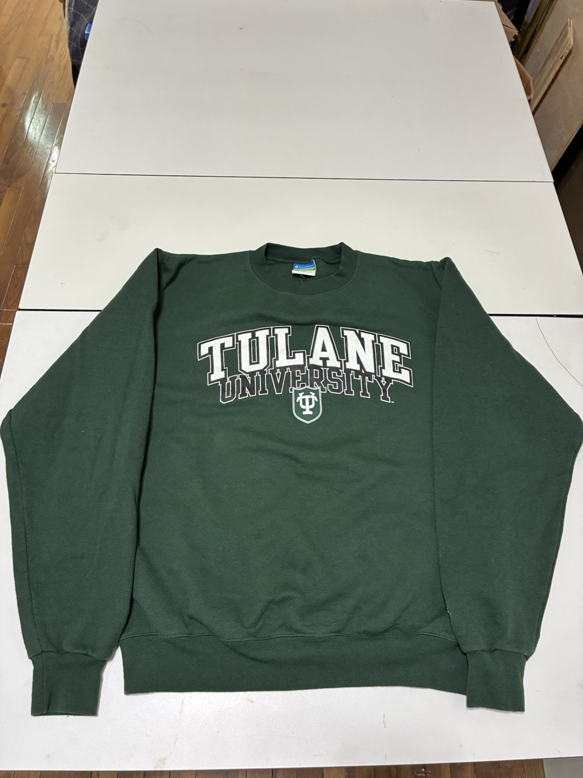 Champion Tulane University Sweatshirt Medium Green Fleece College Crewneck Retro