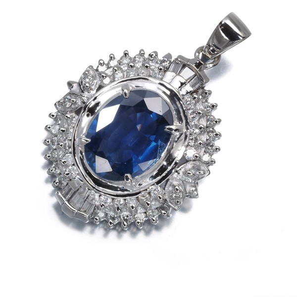 Sapphire 1.65ct Diamond 0.33ct Pendant 900 Platinum