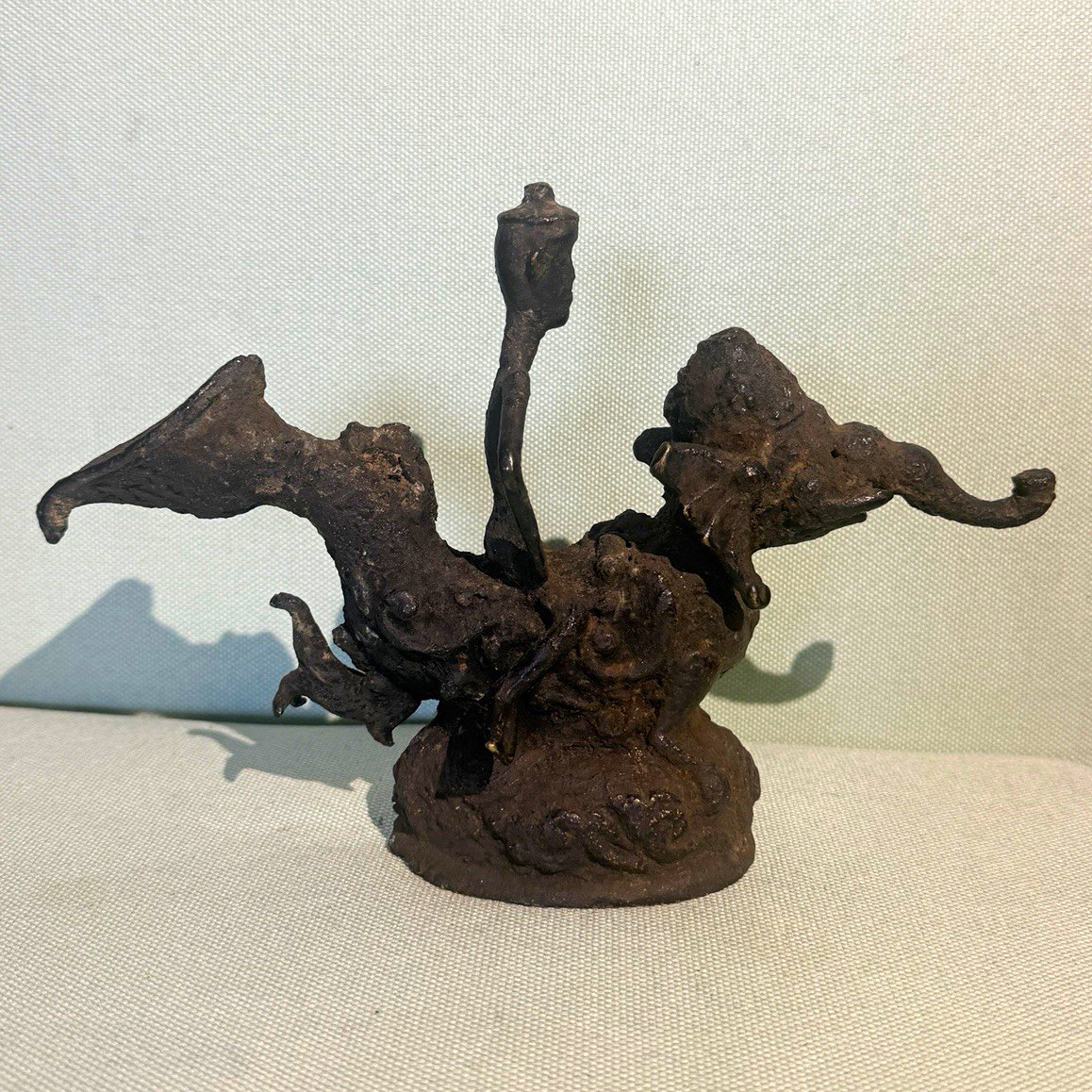 Vintage Cast Metal Mythological Figurine Sculpture – Heavy Patina / Asian Style Vintage Cast Metal Mythological Figurine Sculpture – Heavy Patina / Asian Style