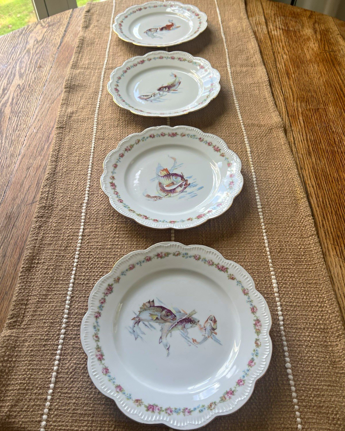 O.R.E.G. Royal Austria Porcelain Fish Plate White Multicolor Scalloped Rim