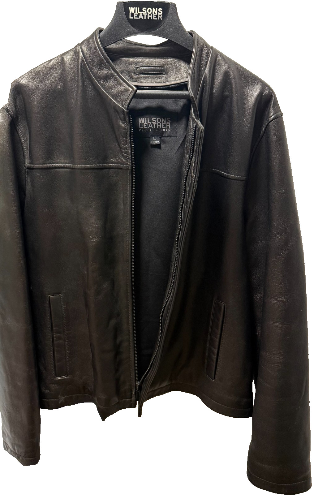 Men\'s Black Lightlight Soft Leather Jacket (Wilson Leather) - Large Men\'s Black Lightlight Soft Leather Jacket (Wilson Leather) - Large