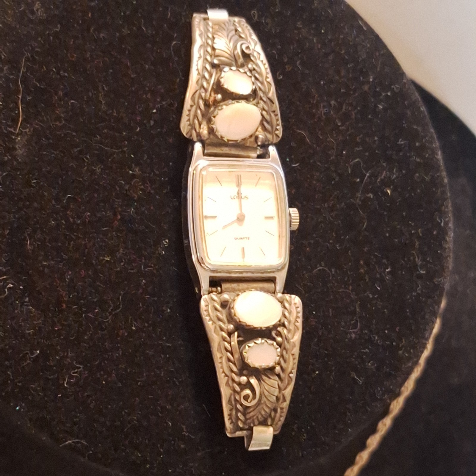 VINTAGE Navajo Sterling Silver Mother Of Pearl Watch Tips Lorus Native American