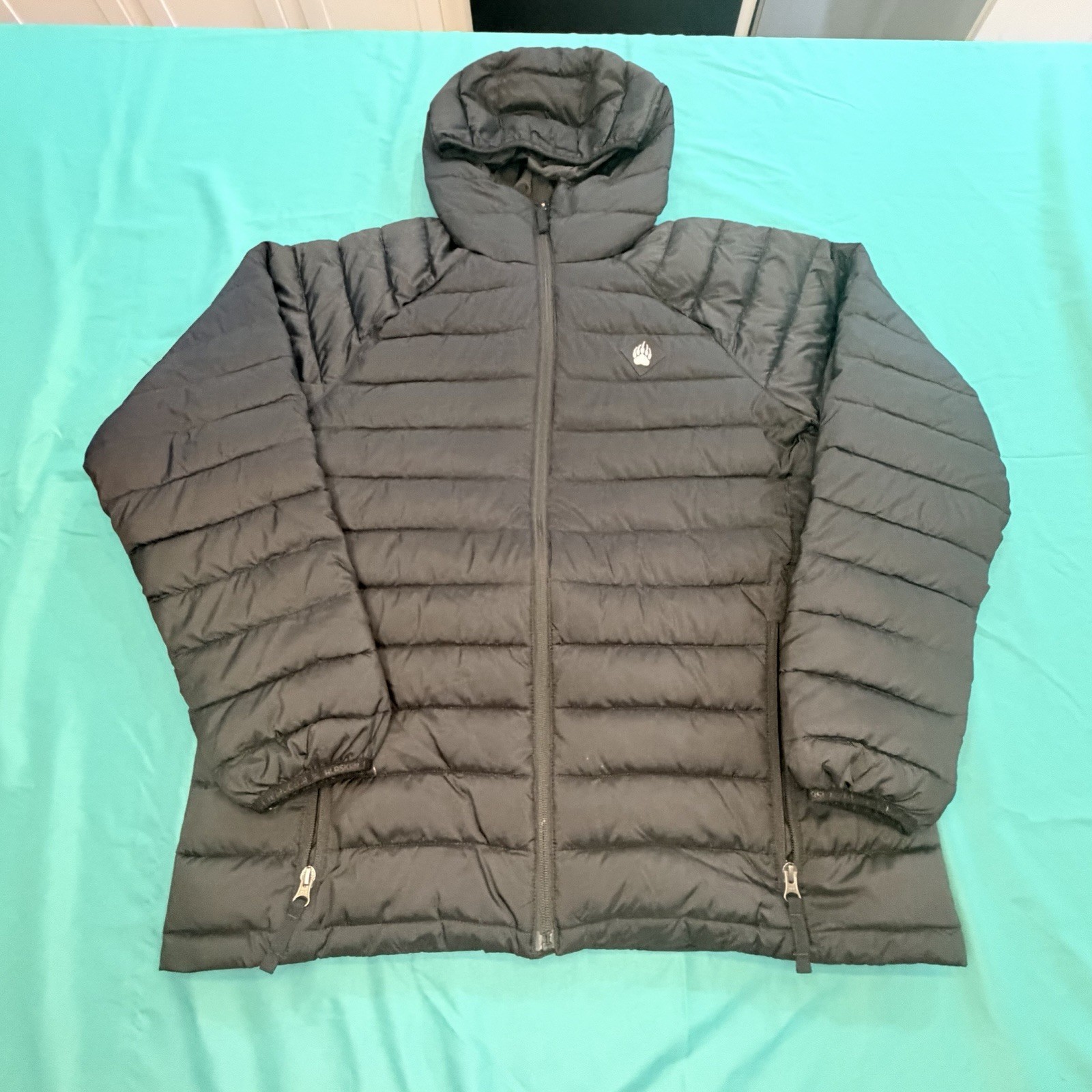 Alaskan Hardgear Mens Hooded Puffer Jacket Black Lightweight Quilted Synthetic L