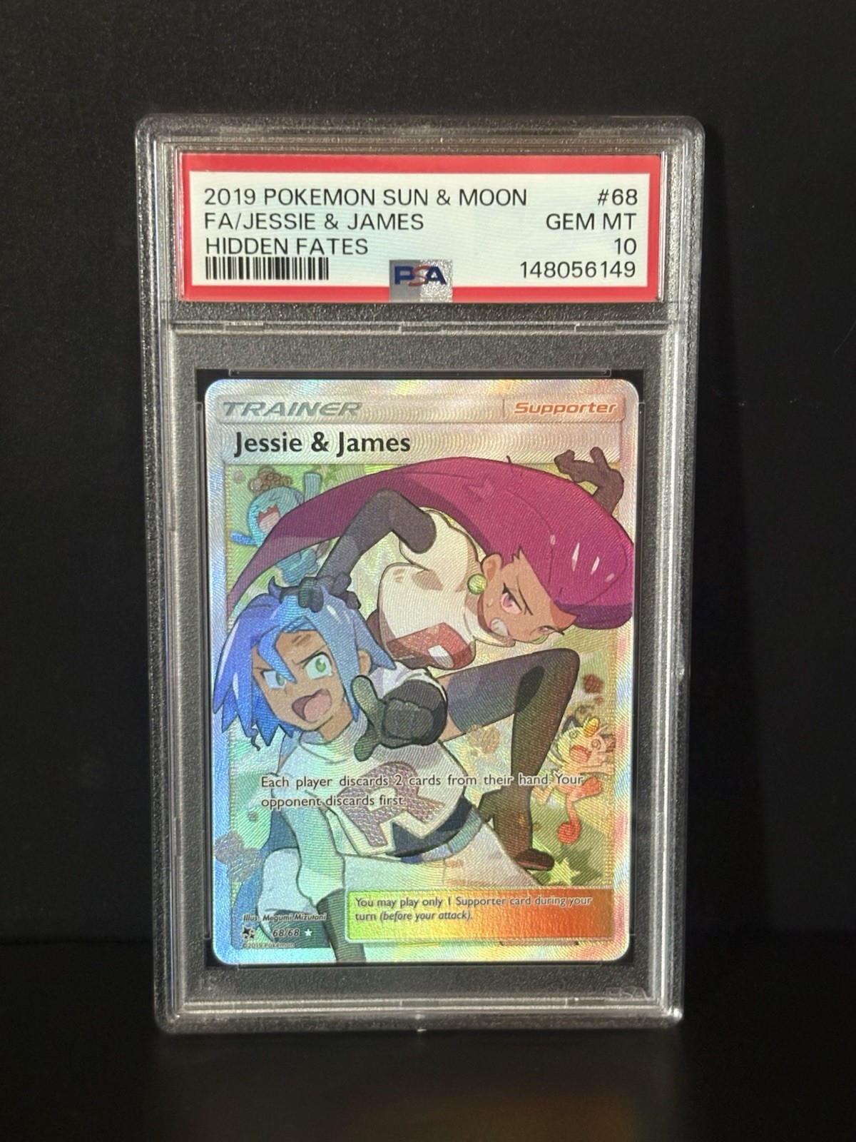 2019 Pokemon PSA 10 Jesse & James Full Art Trainer 68/68 Sun Moon Hidden Fates