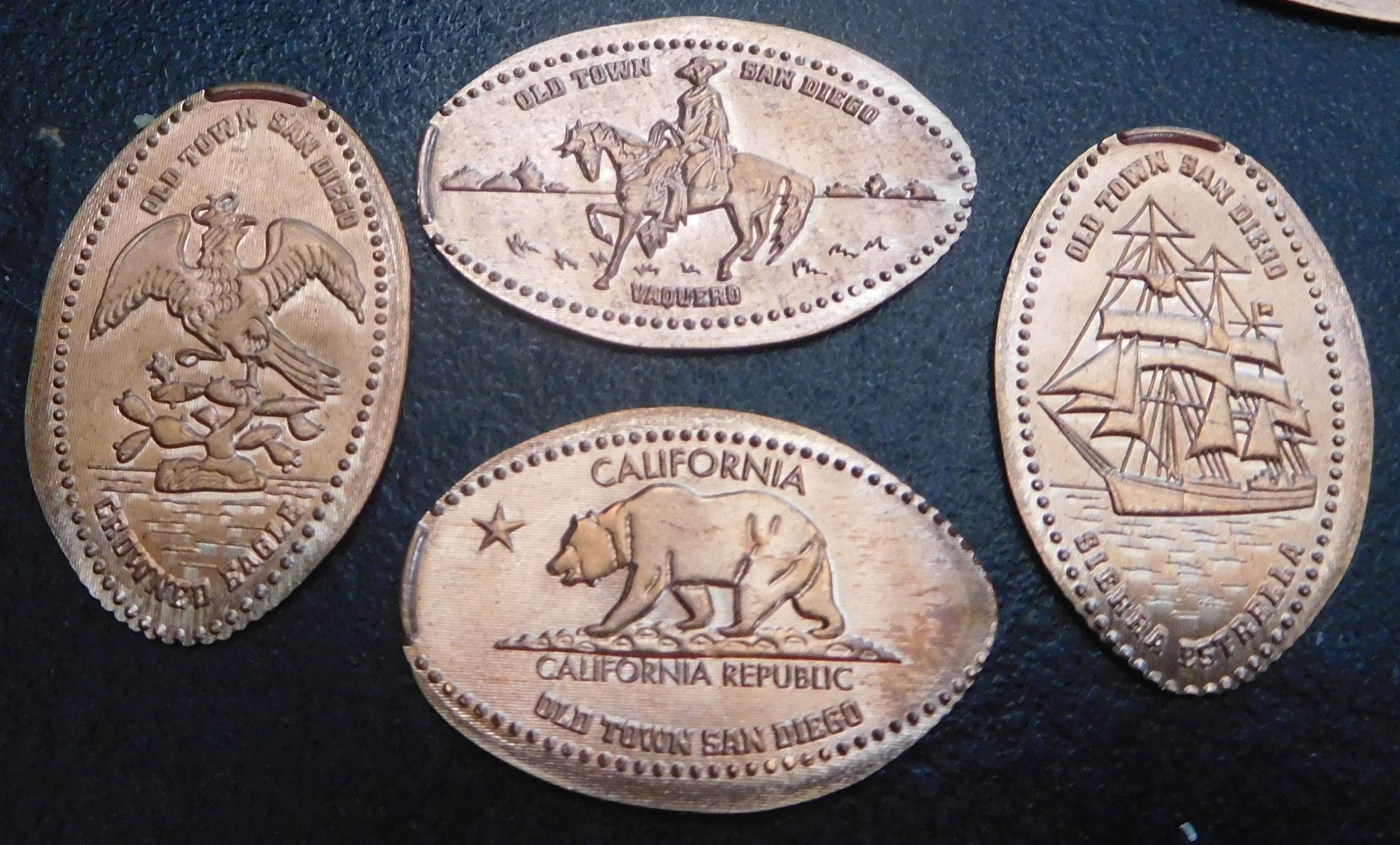 San Diego,Ca. - Fiesta de Reyes - Four Copper Elongated Pennies