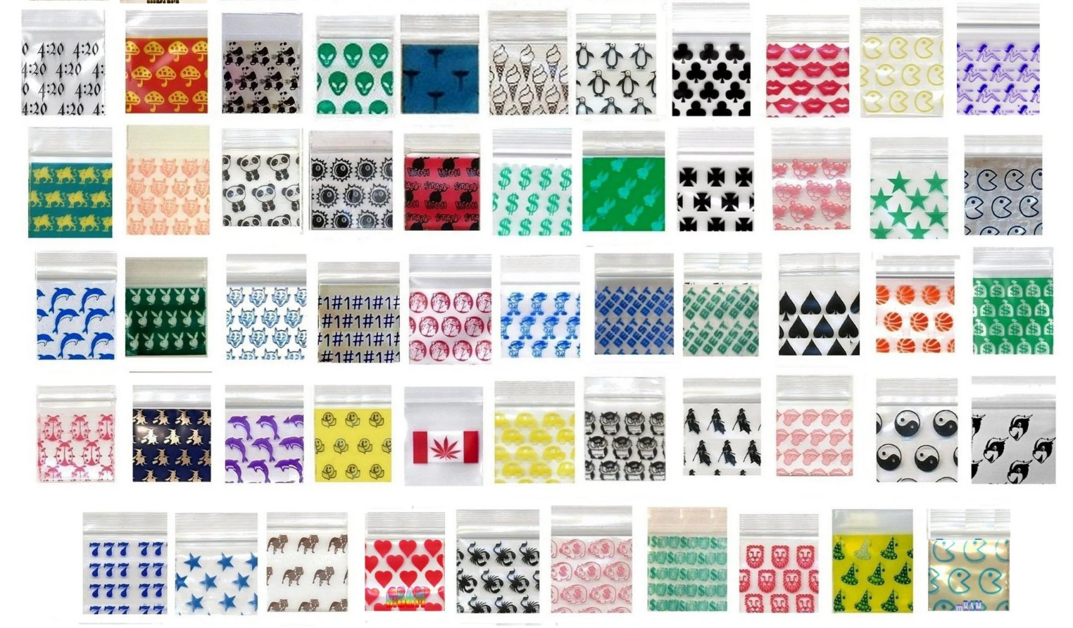 10,000 Apple Baggies 1”x1” Premium Random Mix, 5+ Styles, (10 packs of 1000)