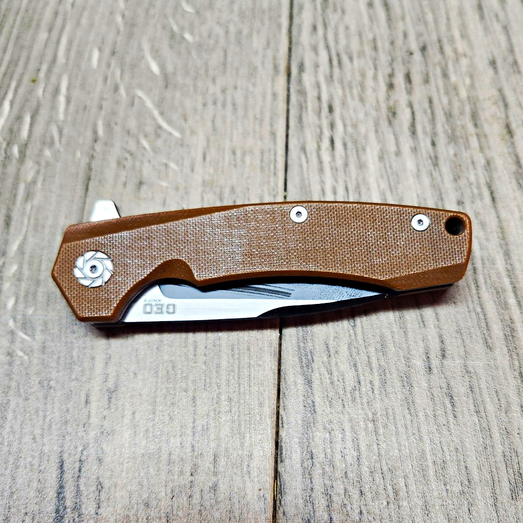 GEO Knife D2 Drop Point Plain Edge Liner Lock G10 Brown Pocketknife Clip