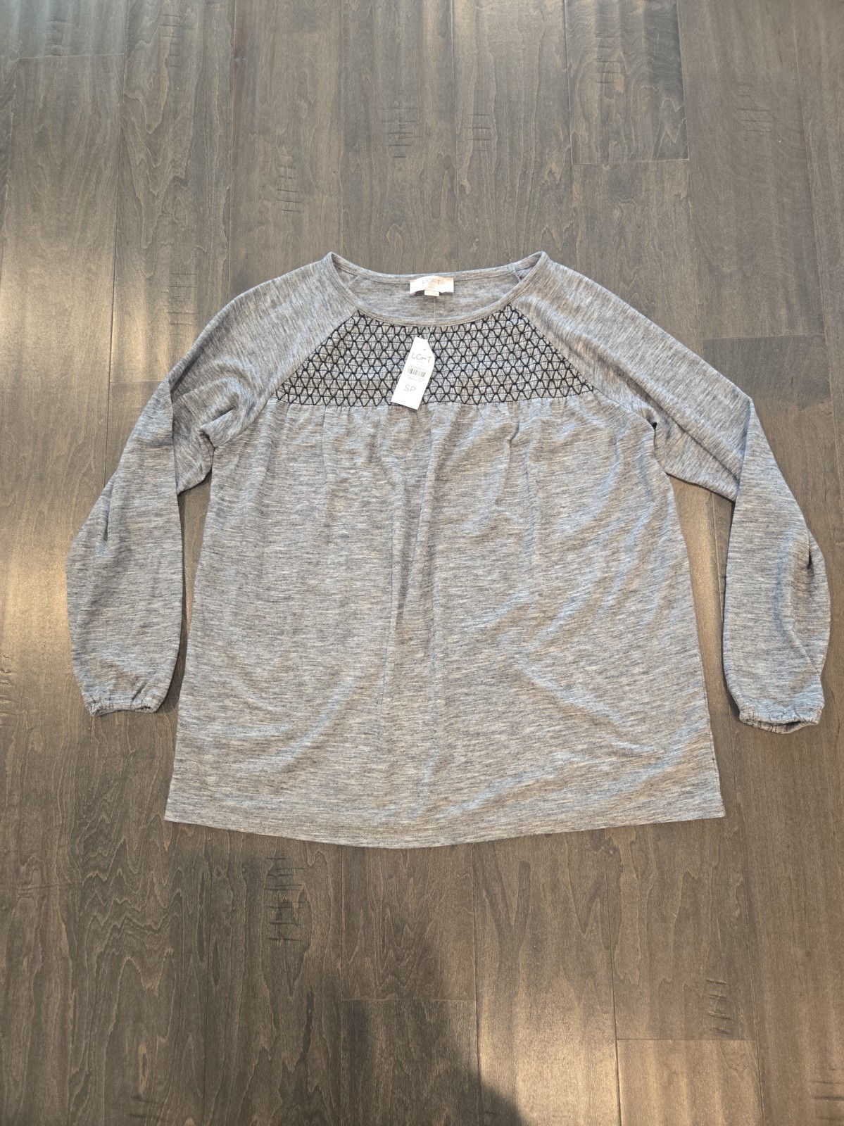 Loft NWT Grey And Black Embroidered Shirt. Sz Small Petite Loft NWT Grey And Black Embroidered Shirt. Sz Small Petite
