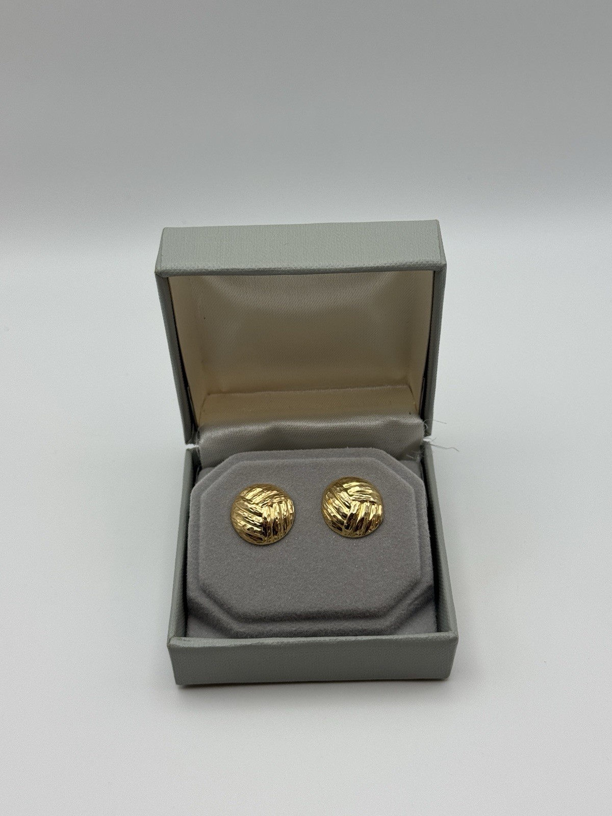 Vintage JCM Jacmel 14K Yellow Gold Earrings – Original Box – Textured Design