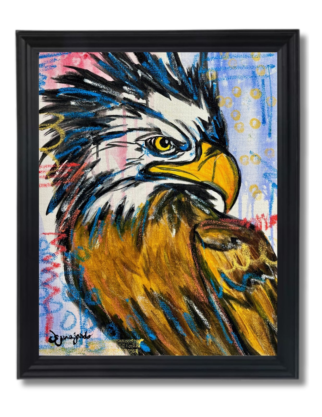 Guajardo Art Original 14x11 Expressionist Bald Eagle Portrait Painting Signed