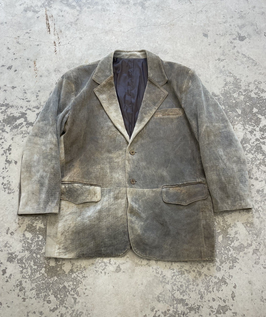 Jose Luis Lambskin Leather Blazer Jacket Made In USA Distressed Rustic Size 46R