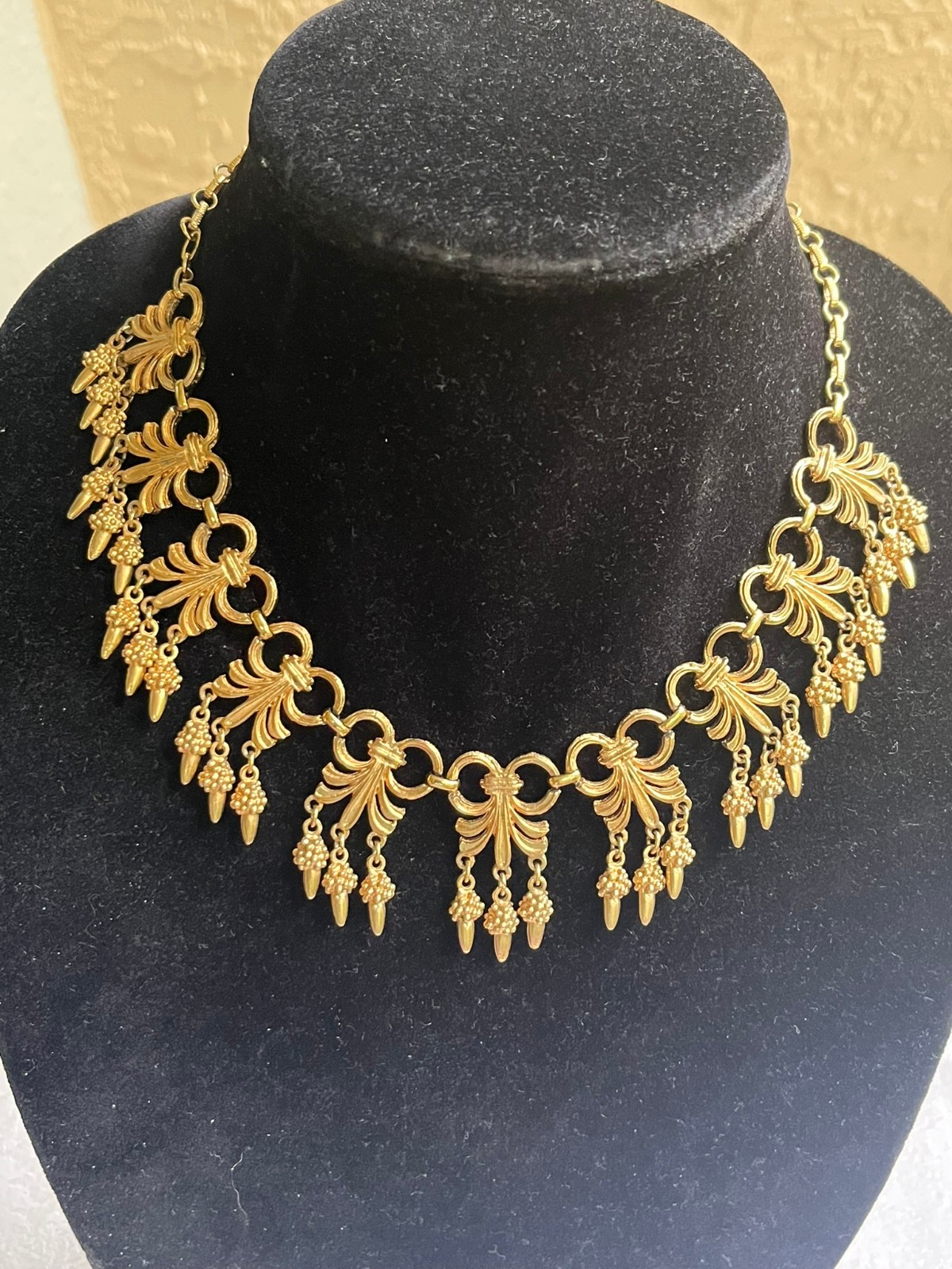 RARE Vintage Vendome Filigree Gold-plated Link Fringe Collar Necklace 18\ RARE Vintage Vendome Filigree Gold-plated Link Fringe Collar Necklace 18\