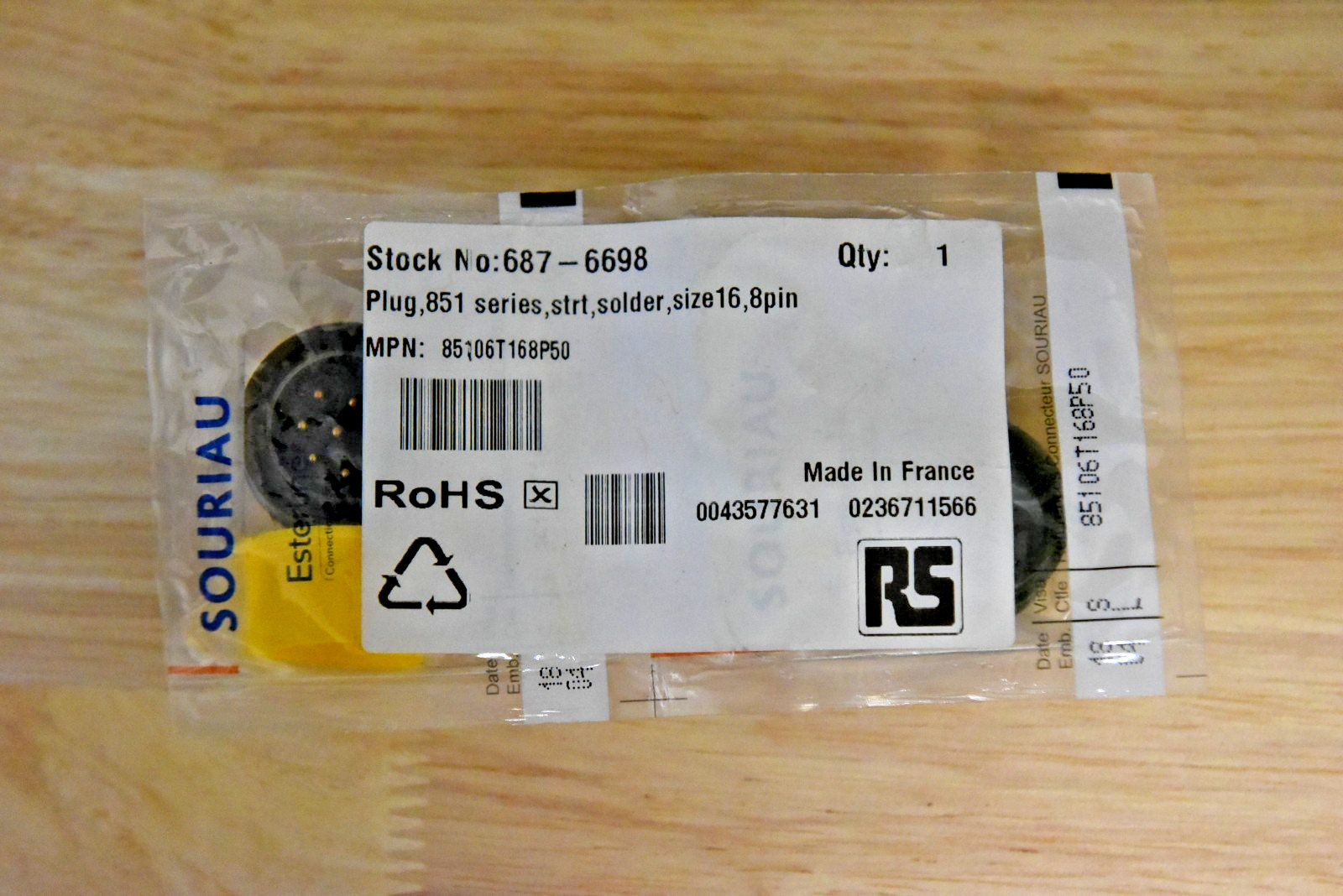 851-06T168P50 SOURIAU MIL SPEC CONNECTOR 851-06T168P50 SOURIAU MIL SPEC CONNECTOR