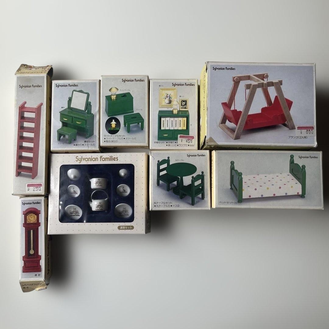 Sylvanian Families Vintage Green Furniture Lot Swing Bed Clock Collectible 15+ Sylvanian Families Vintage Green Furniture Lot Swing Bed Clock Collectible 15+