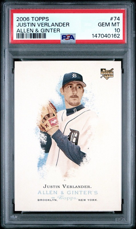 JUSTIN VERLANDER 2006 TOPPS ALLEN & GINTER ROOKIE CARD PSA 10 LOW POP TIGERS JG