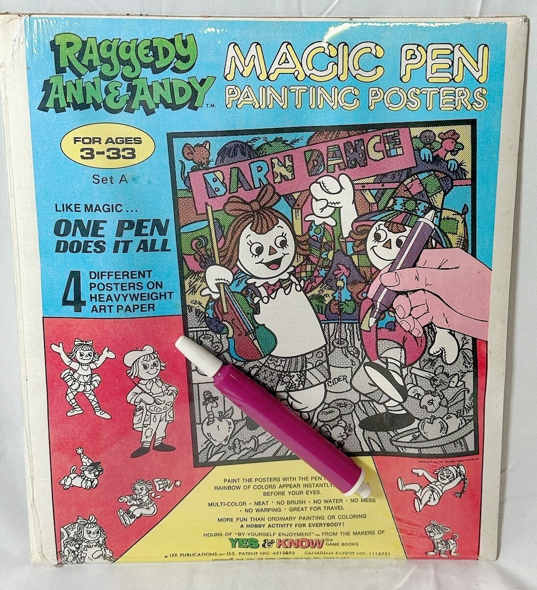 Vintage 1985 Raggedy Ann & Andy Magic Pen Painting Poster Activity Set NEW
