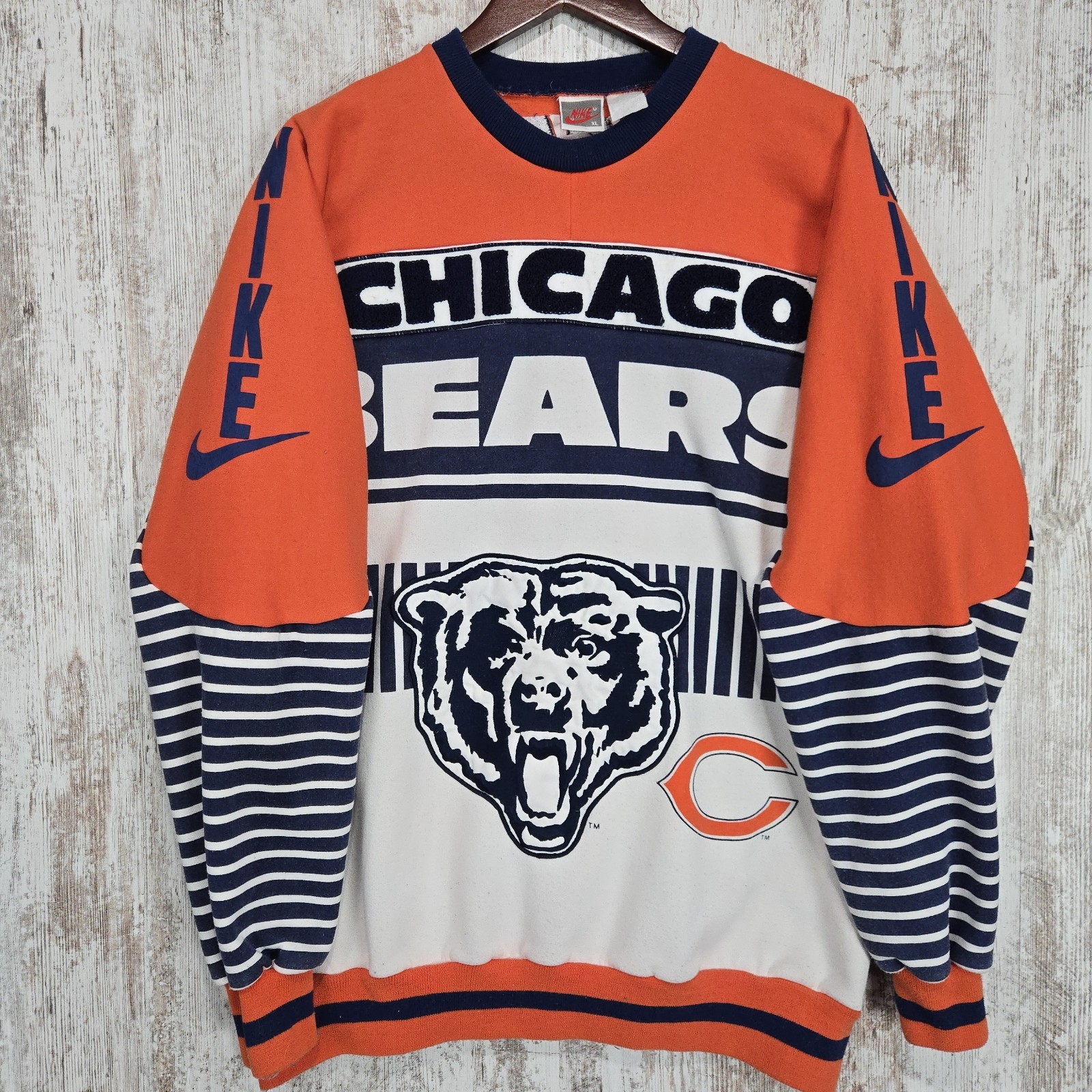 Vtg Rare Chicago Bears 80\'s Nike Crewneck Sweatshirt Mens XL With City Skyline