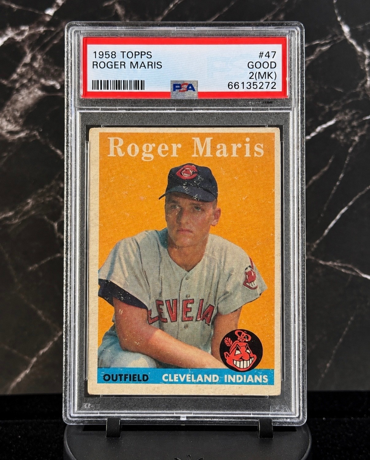 1958 Topps Roger Maris #47 Rookie Card RC PSA 2 MK Cleveland Indians