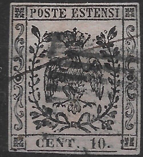 1852 Italy States MODENA Sc#7 SASA#9  USED  VF🔥SIGN RAYBAUDI🔥