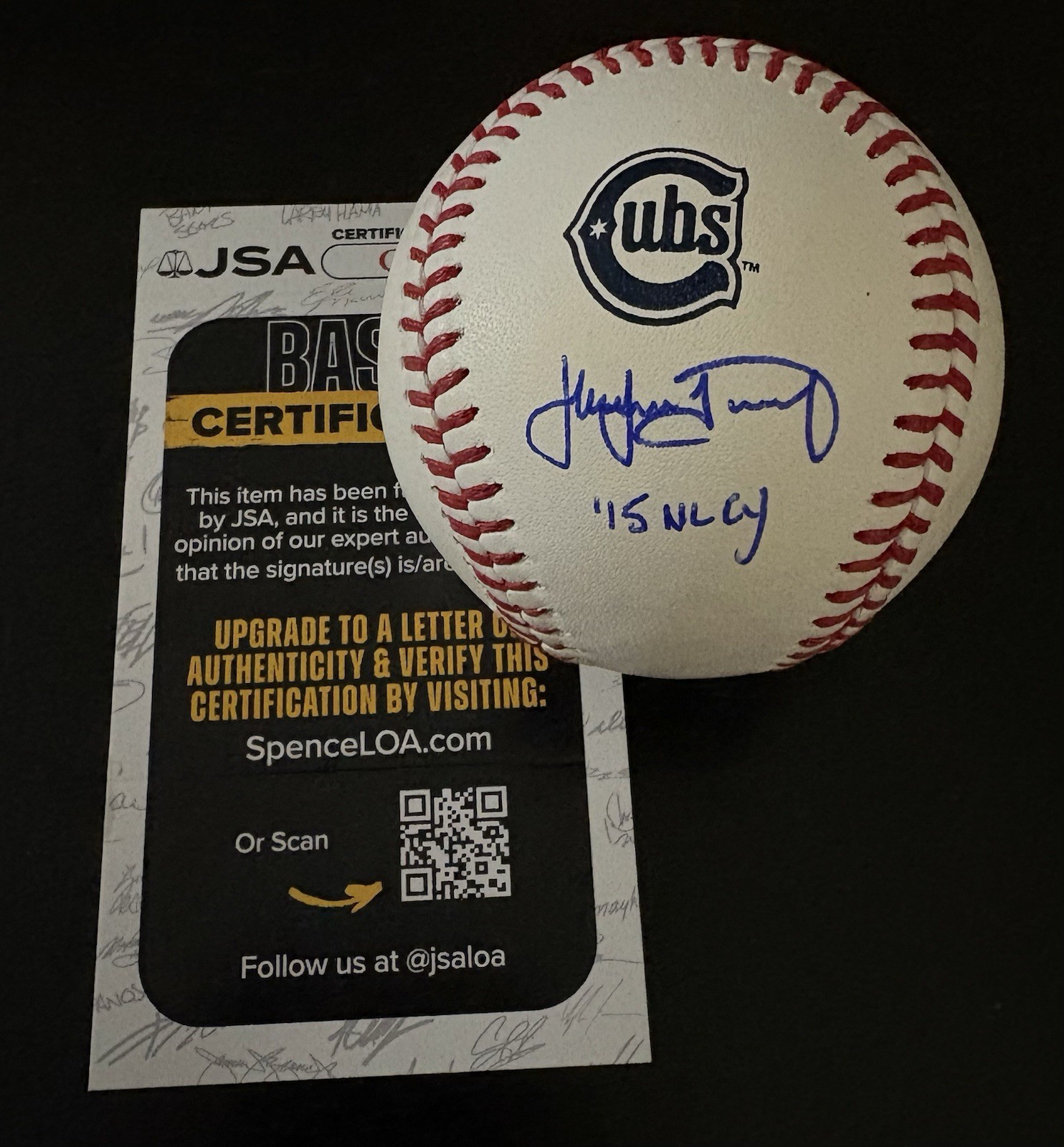 Jake Arrieta Signed Auto Chicago Cubs Logo Baseball JSA COA CT71041 “15 NL CY” Jake Arrieta Signed Auto Chicago Cubs Logo Baseball JSA COA CT71041 “15 NL CY”