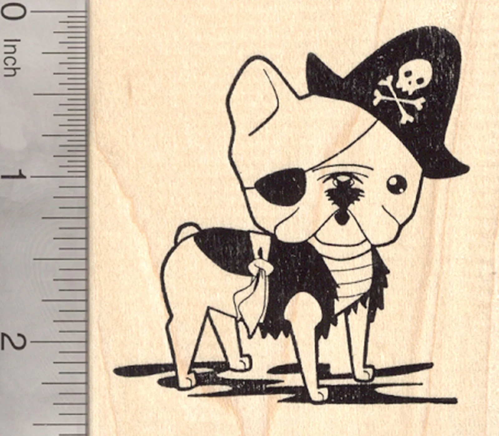 French Bulldog Pirate Rubber Stamp, Dog in Halloween Costume French Bulldog Pirate Rubber Stamp, Dog in Halloween Costume
