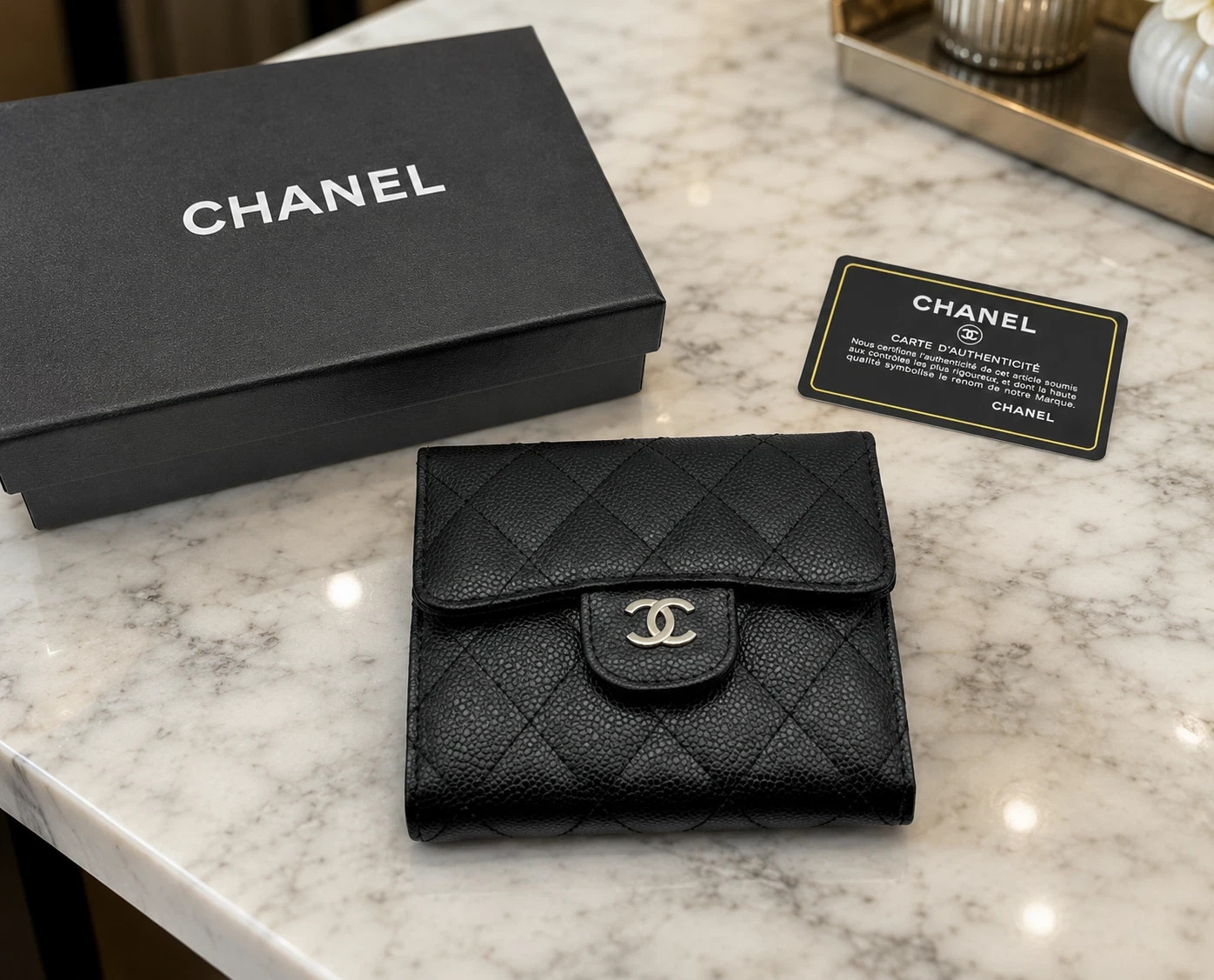 Authentic Chanel Black Quilted Wallet