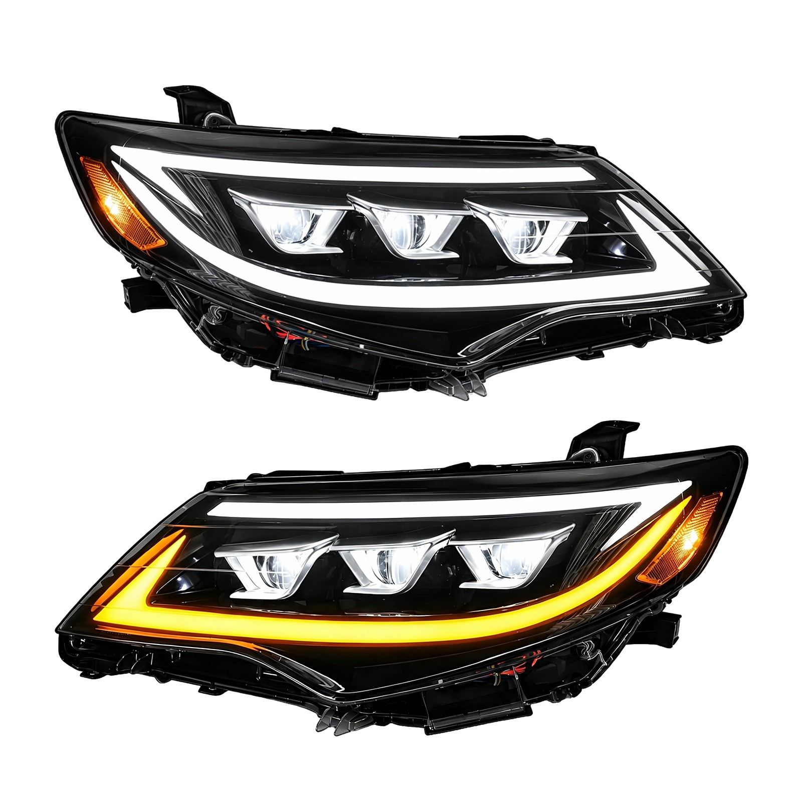 Full LED Sequential Headlights Lamp For 2012-2014 Toyota Camry Clear Headlamps