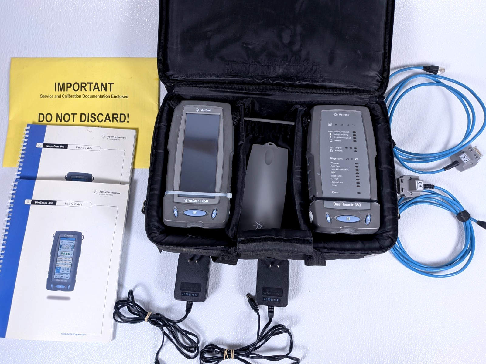 HP Agilent Wirescope 350 & DualRemote 350 w/Smart Probes, Power Case Manual READ