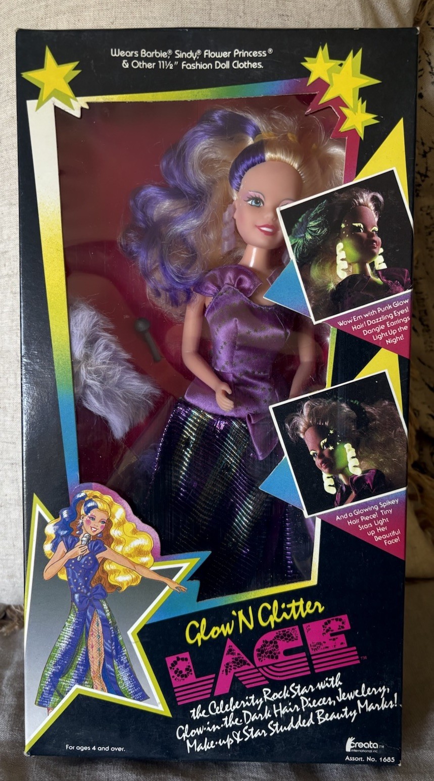 RARE NRFB 1987 Creata Lace 11.5 Celebrity Rock Star Doll Blonde #1685 Hasbro Jem RARE NRFB 1987 Creata Lace 11.5 Celebrity Rock Star Doll Blonde #1685 Hasbro Jem
