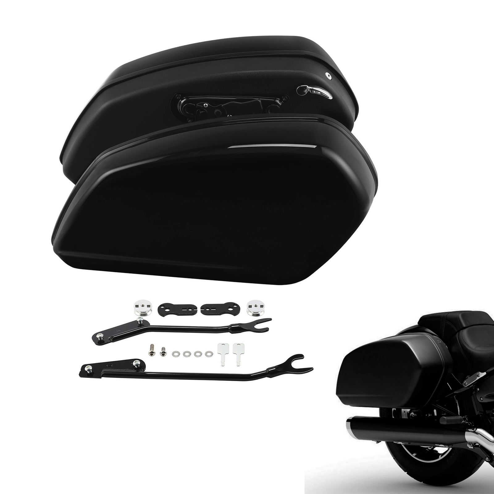 Vivid Black Hard Saddlebags Fit For Harley Low Rider S ST Street Bob 2025-2026